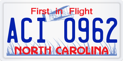 NC license plate ACI0962