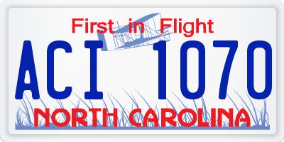 NC license plate ACI1070