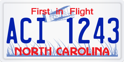NC license plate ACI1243