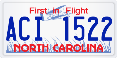 NC license plate ACI1522