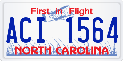 NC license plate ACI1564