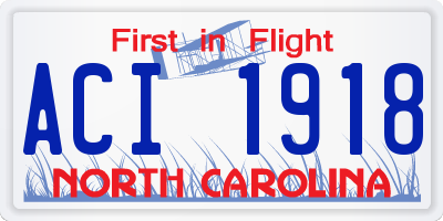 NC license plate ACI1918