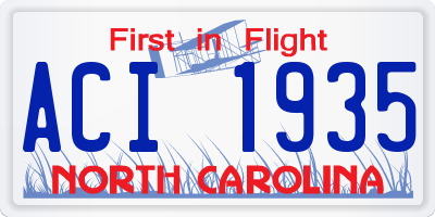 NC license plate ACI1935