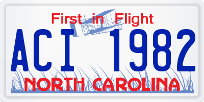 NC license plate ACI1982