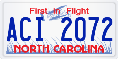 NC license plate ACI2072