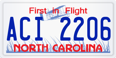 NC license plate ACI2206