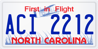 NC license plate ACI2212