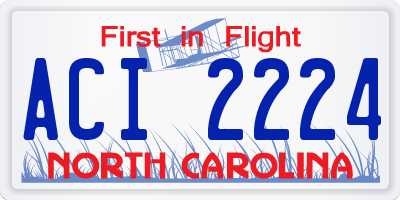 NC license plate ACI2224