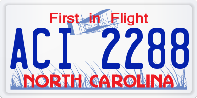 NC license plate ACI2288