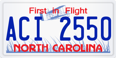 NC license plate ACI2550