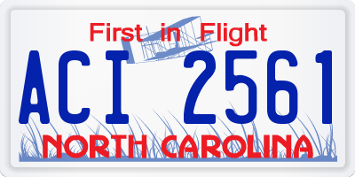 NC license plate ACI2561