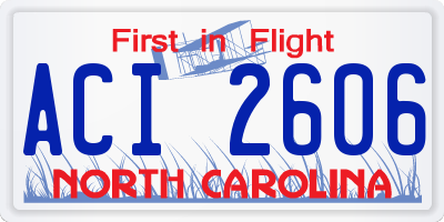 NC license plate ACI2606