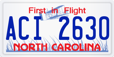 NC license plate ACI2630