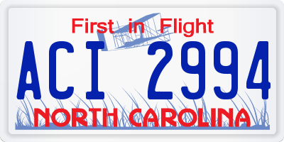 NC license plate ACI2994