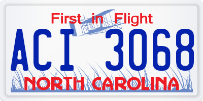 NC license plate ACI3068