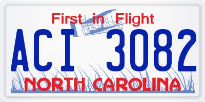 NC license plate ACI3082