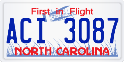 NC license plate ACI3087