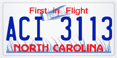 NC license plate ACI3113