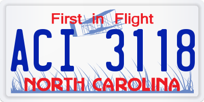 NC license plate ACI3118