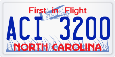NC license plate ACI3200