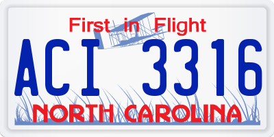 NC license plate ACI3316