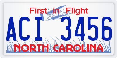 NC license plate ACI3456