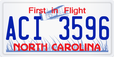 NC license plate ACI3596
