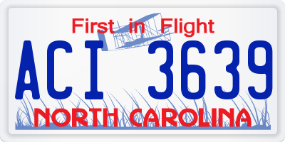 NC license plate ACI3639