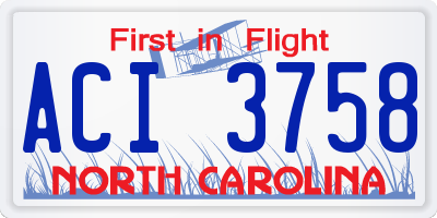 NC license plate ACI3758