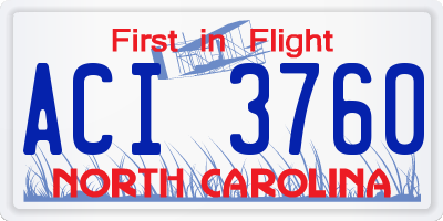 NC license plate ACI3760