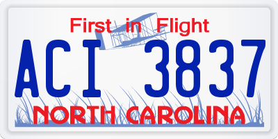 NC license plate ACI3837