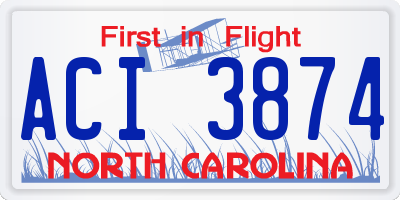 NC license plate ACI3874