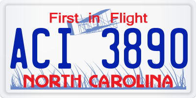 NC license plate ACI3890