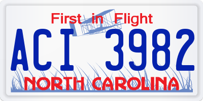 NC license plate ACI3982