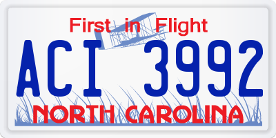 NC license plate ACI3992