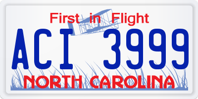 NC license plate ACI3999