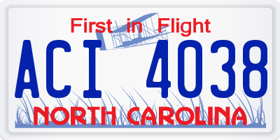 NC license plate ACI4038