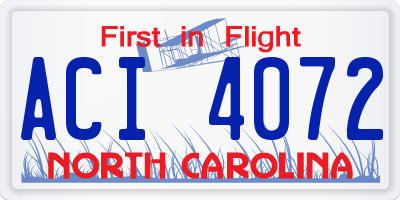 NC license plate ACI4072