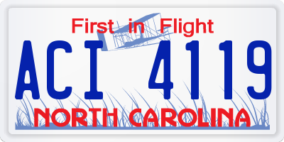NC license plate ACI4119