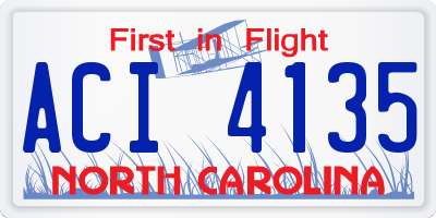 NC license plate ACI4135