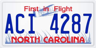 NC license plate ACI4287