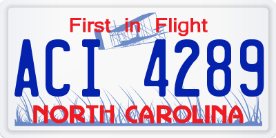 NC license plate ACI4289
