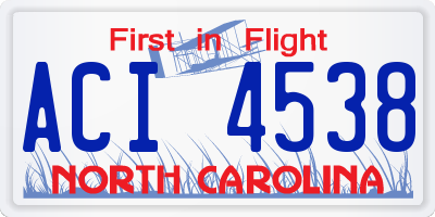 NC license plate ACI4538