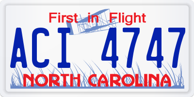 NC license plate ACI4747