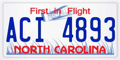 NC license plate ACI4893