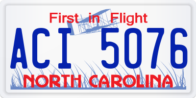 NC license plate ACI5076