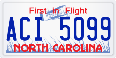 NC license plate ACI5099