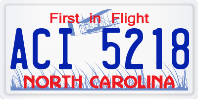 NC license plate ACI5218