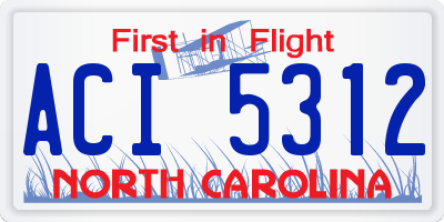 NC license plate ACI5312