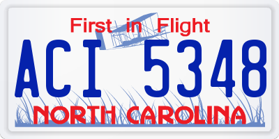 NC license plate ACI5348